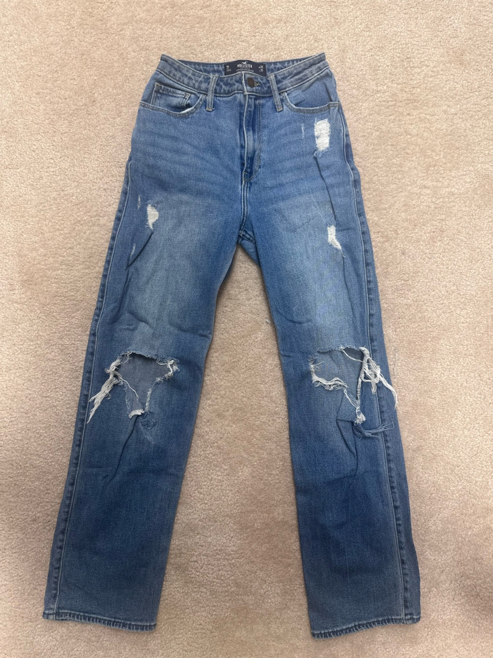 Hollister Men's Ripped Blue Skinny Jeans